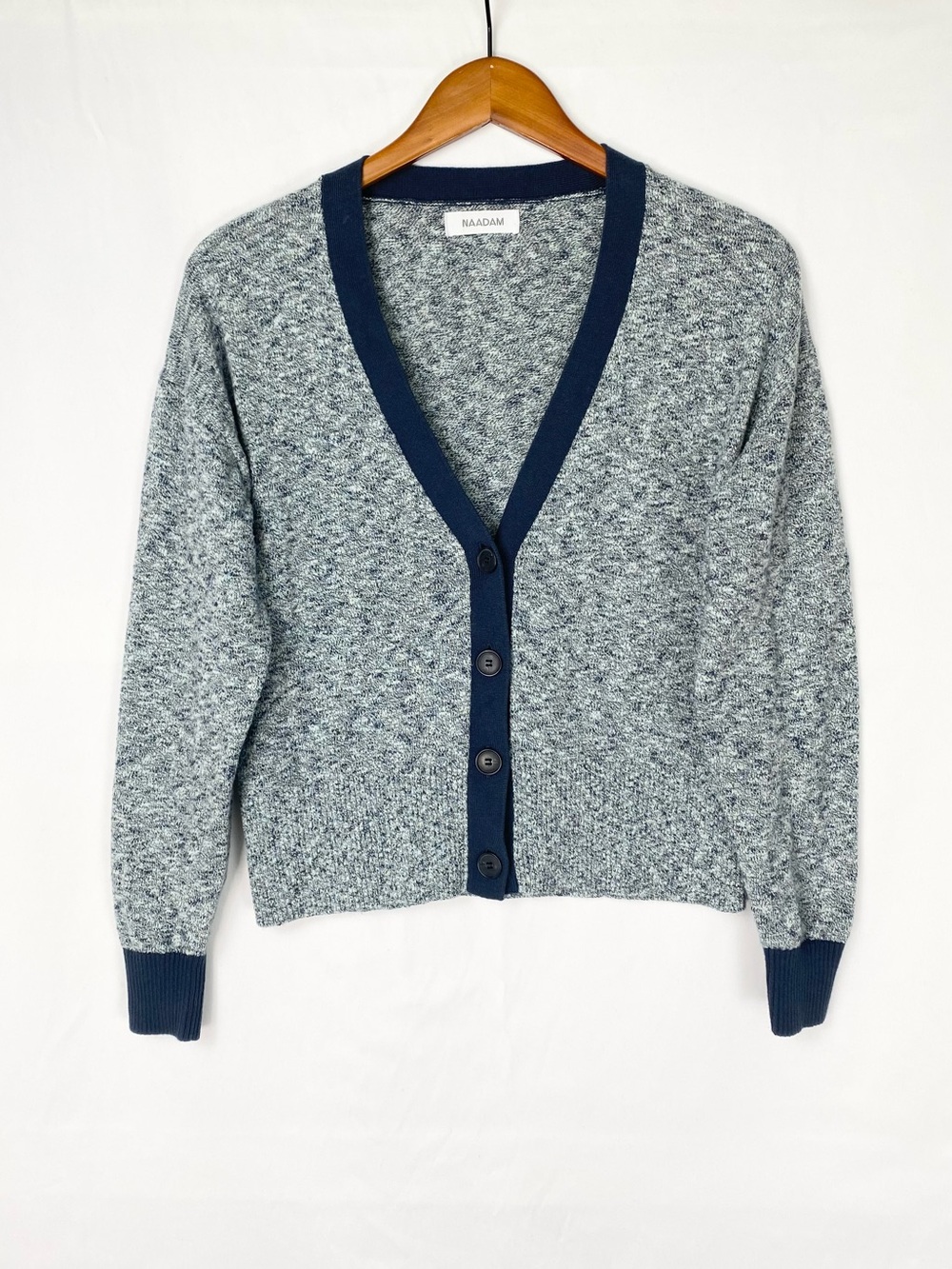 Naadam V Neck Cardigan Sweater in Light Blue Size Small Cotton‎ Cashmere